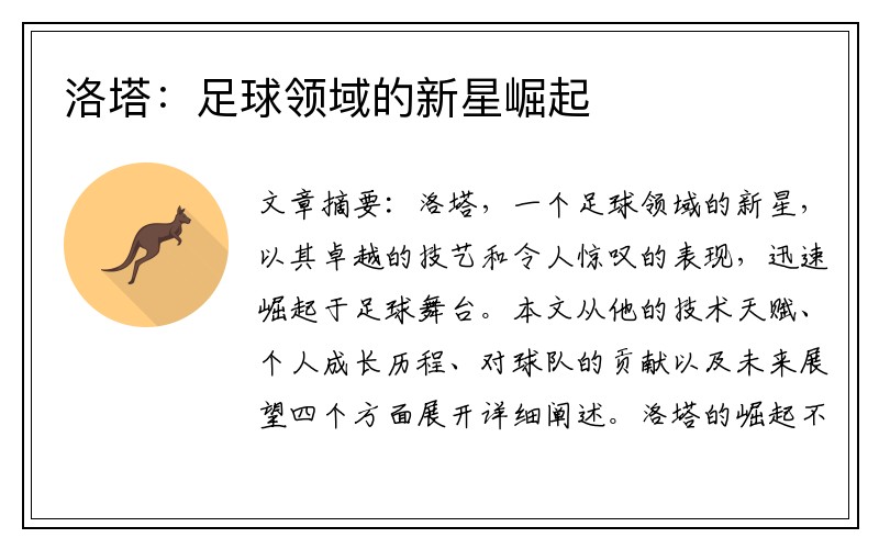 洛塔：足球领域的新星崛起